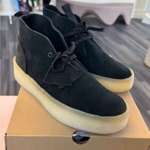 CLARKS Desert Cup Boot in Black Suede 7